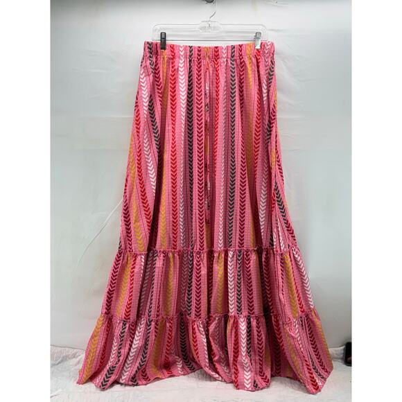 XXL women’s pink striped peasant, Boho style skirt - Picture 1 of 7